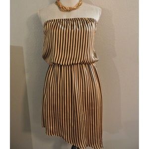 Audrey 3+1 tan and black striped asymmetrical dress. Worn once!